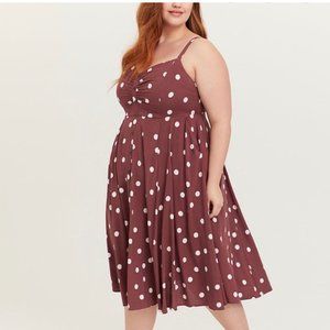 Torrid Walnut Challis Polka Dot dress